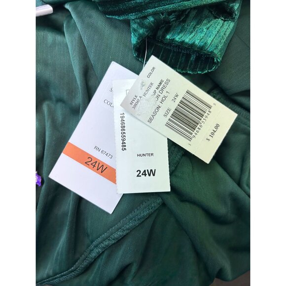 Maison Tara Womens Dress Velvet Pleated Wrap Midi Hunter Green Plus Size 24W - Picture 11 of 14